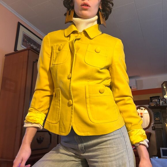 Y2K Jackets & Blazers - Y2K 100% wool yellow military mod blazer!